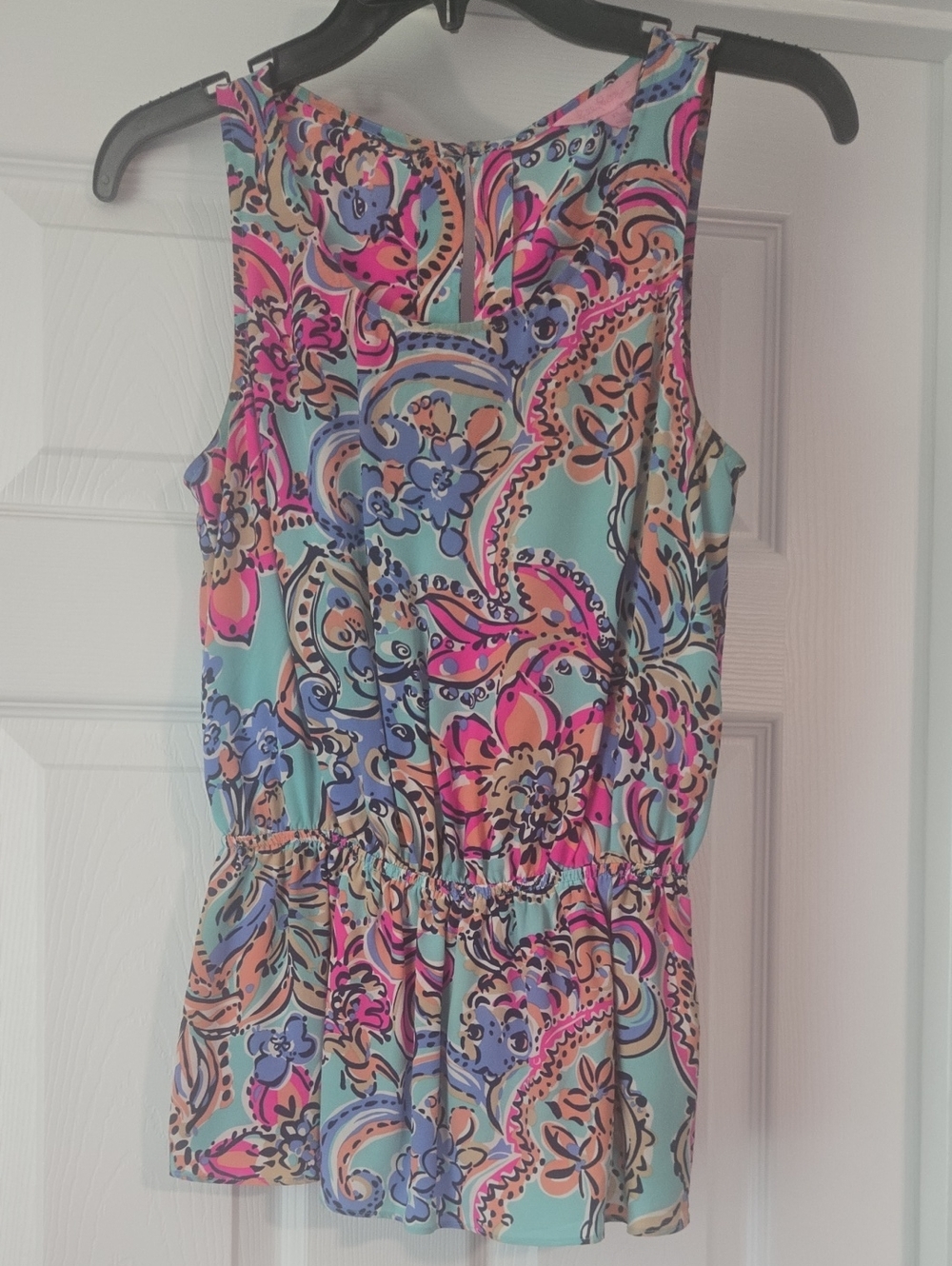 Lilly Pulitzer Turquoise, Pink and Blue Sleeveless Paisley Mini Dress